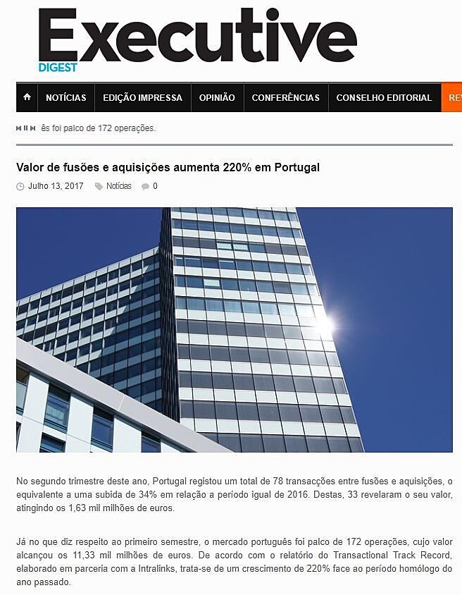 Valor de fuses e aquisies aumenta 220% em Portugal